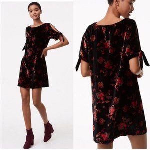 LOFT Black Velvet Cold Shoulder Dress